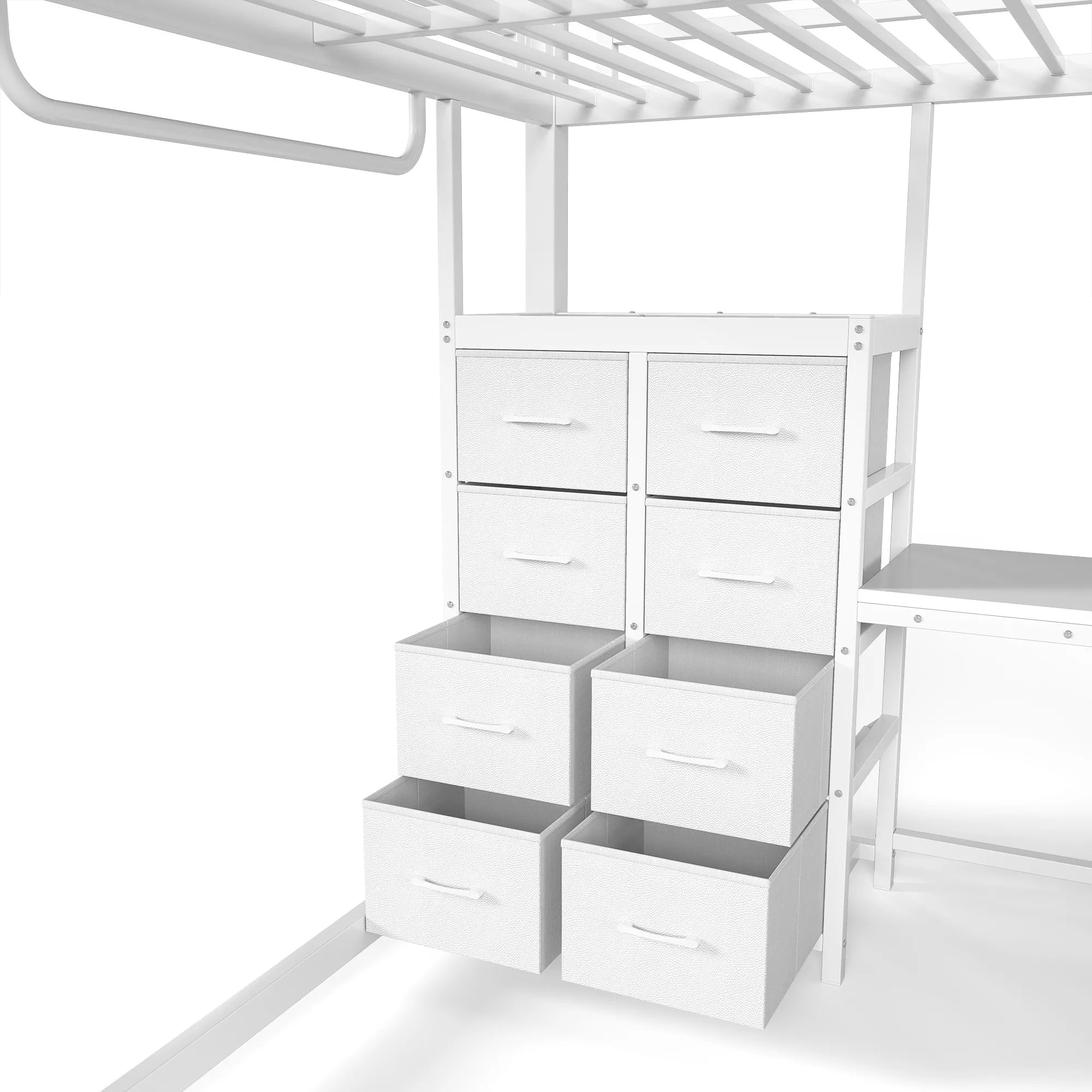 Bellemave® Full Bunk Bed with 8 Storage Drawers & Shelves, Built in Study Desk | Metal Bed with Hanging Rod & Detachable Hanging USB for Teens,Adults Bellemave®