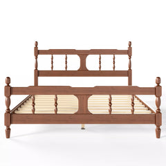 Solid bamboo bed frame with square cutout headboard and footboard
