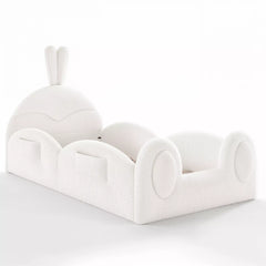 Low profile kids upholstered floor bed side view