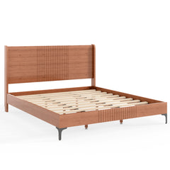 Bellemave® Solid Bamboo Platform Bed, Mid-Century Modern Bed Frame with Headboard, Round Corner Design Bellemave®