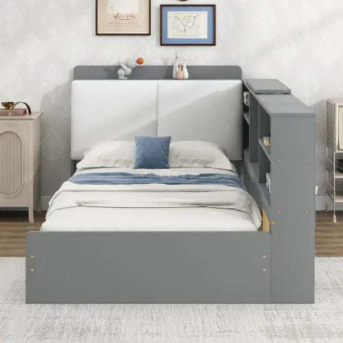 Bellemave® Twin Size Wood Daybed with Storage Headboard, Shelves and 2 Drawers Bellemave®