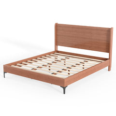 Bellemave® Solid Bamboo Platform Bed, Mid-Century Modern Bed Frame with Headboard, Round Corner Design Bellemave®