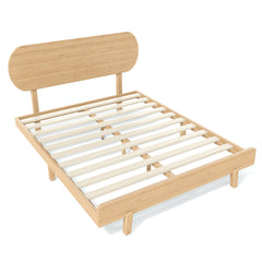 Bellemave® Bamboo Bed Frame with Headboard,Bamboo Platform Bed Frame with Rounded Headboard and Wood Slats,Easy Assembly Bellemave®