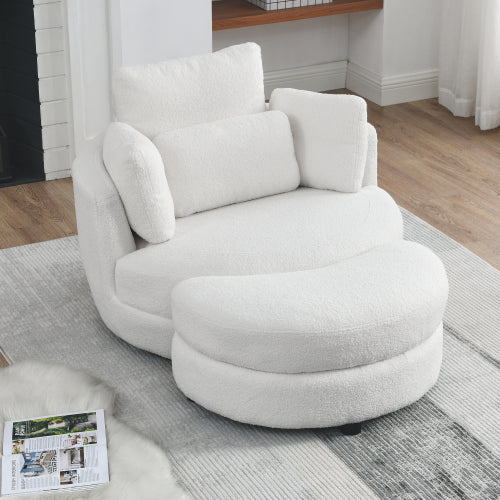 Bellemave® 39" Oversized Swivel Chair with Moon Storage Ottoman and 4 Pillows