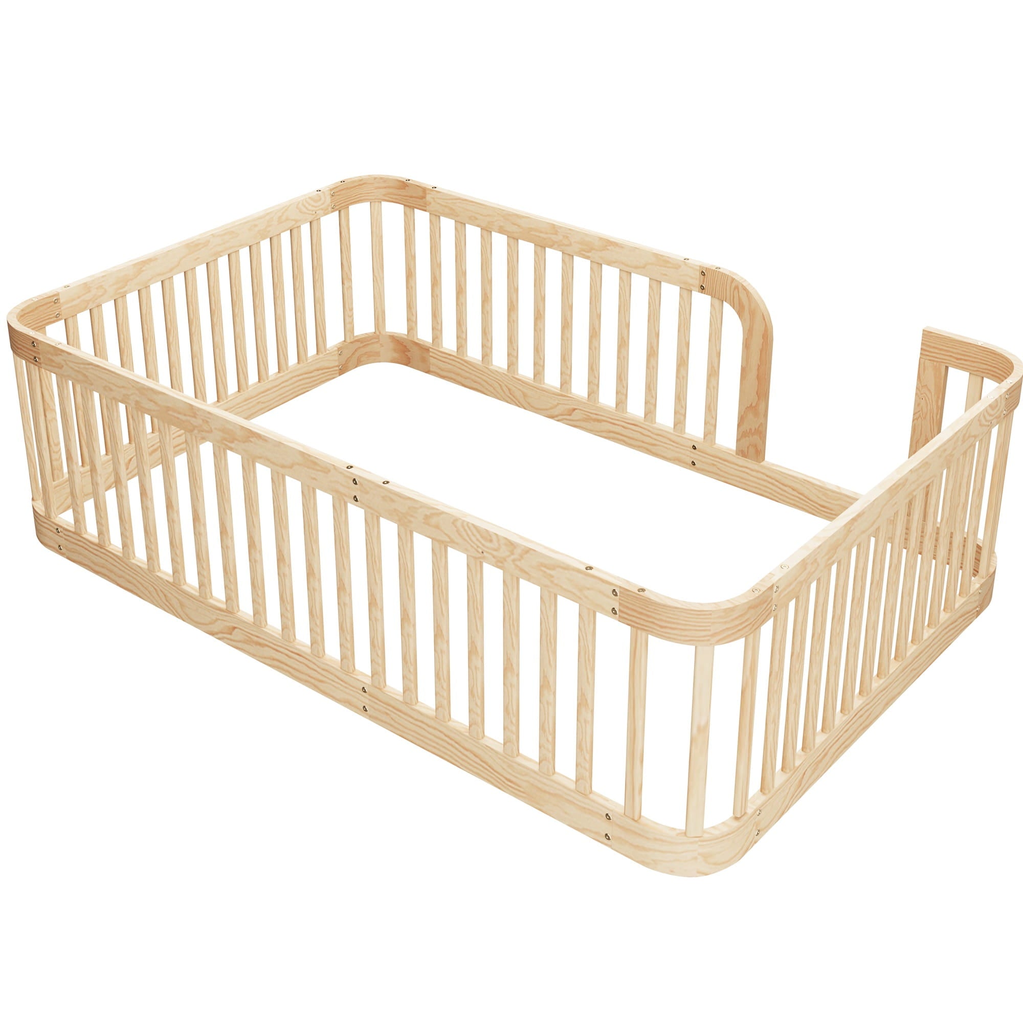 Bellemave® Twin Size Wood Montessori Floor Bed with Fence Bellemave®