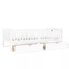 kids bed with drawers and full length safety rails