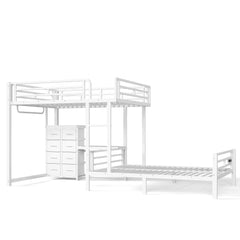 Bellemave® Full Bunk Bed with 8 Storage Drawers & Shelves, Built in Study Desk | Metal Bed with Hanging Rod & Detachable Hanging USB for Teens,Adults Bellemave®