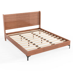 Bellemave® Solid Bamboo Platform Bed, Mid-Century Modern Bed Frame with Headboard, Round Corner Design Bellemave®