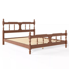 Solid bamboo platform bed frame angled front view