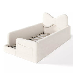 kids upholstered platform bed with low floor design