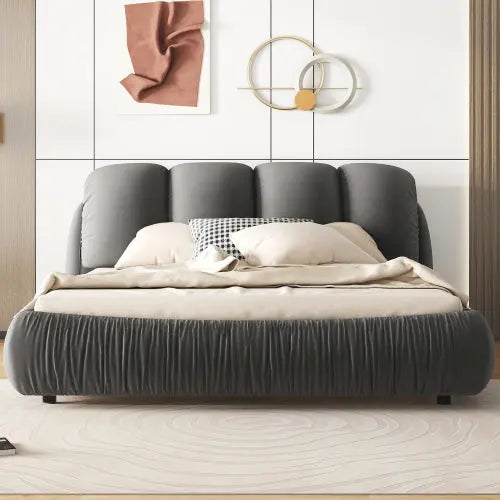 Bellemave® Luxury Upholstered Bed with Thick Headboard and Oversized Padded Backrest Bellemave®