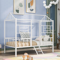 Bellemave® Metal House Bed with Ladder