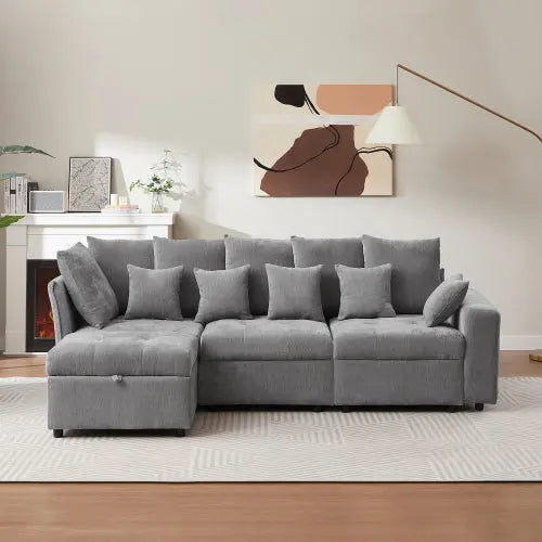 Bellemave® 96.45" Modular Sofa Couch with Three USB Ports, a Removable Storage Ottoman and Five Back Pillows Bellemave®