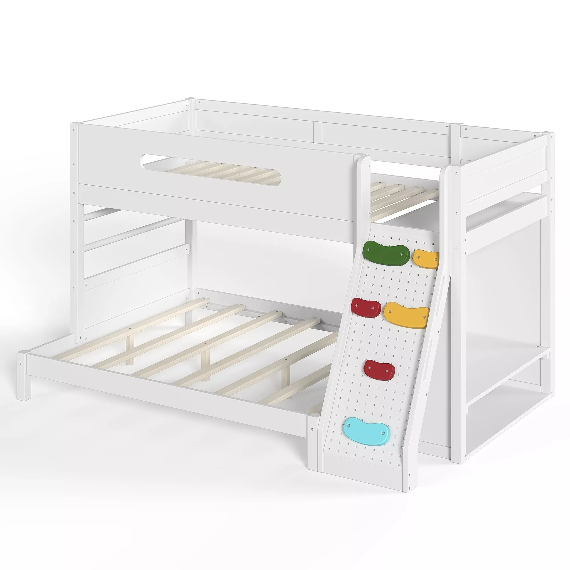 Bellemave® Solid Wood Bunk Bed with Built-in Wardrobe, Storage & Kids Climbing Wall, Full Safety Guardrails, Reinforced Wood Slats, Multiple Sizes Available Bellemave®