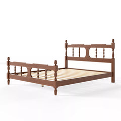 Bamboo bed frame with square cutout headboard side angle