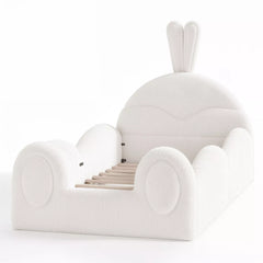 Upholstered rabbit headboard kids floor bed frame
