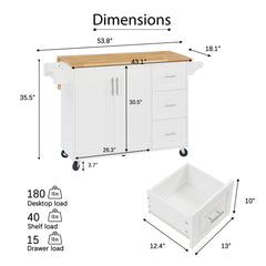 Bellemave® Kitchen Island with Drop Leaf Countertop, Storage Cabinet and Tower Rack