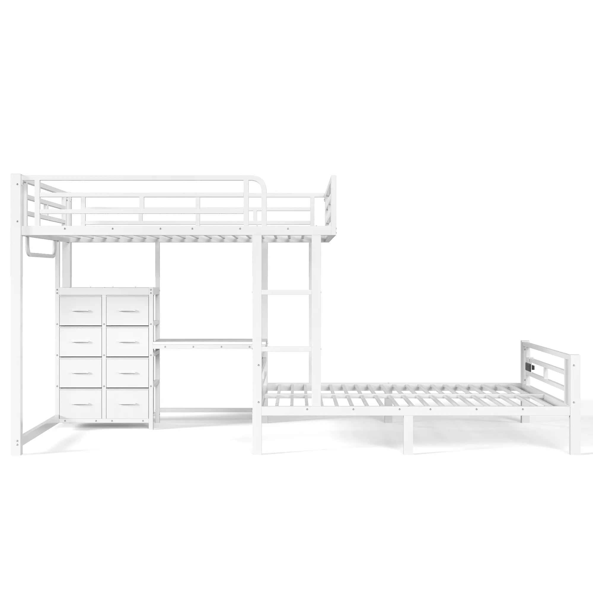 Bellemave® Full Bunk Bed with 8 Storage Drawers & Shelves, Built in Study Desk | Metal Bed with Hanging Rod & Detachable Hanging USB for Teens,Adults Bellemave®