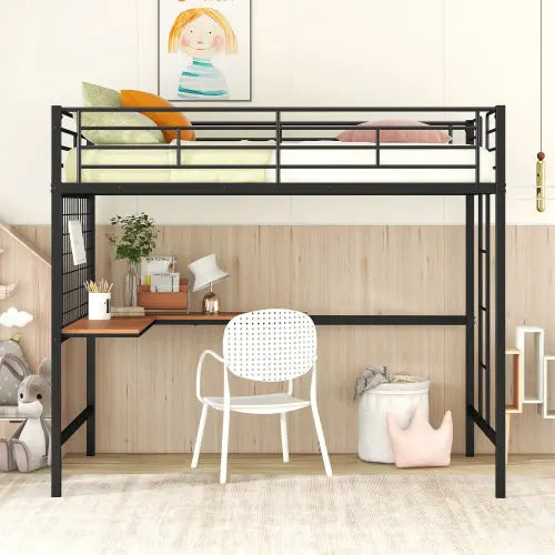 Bellemave® Metal Loft Bed with Desk and Metal Grid Bellemave®