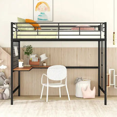 Bellemave® Metal Loft Bed with Desk and Metal Grid Bellemave®