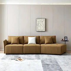 Bellemave 120" Teddy Fabric Sofa, Modern Modular Sectional Couch, Button Tufted Seat Cushion Bellemave