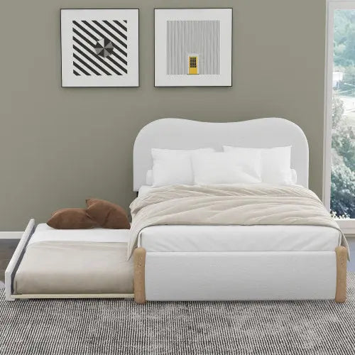 Bellemave® Upholstered Platform Bed with Wood Supporting Feet and Trundle Bellemave®