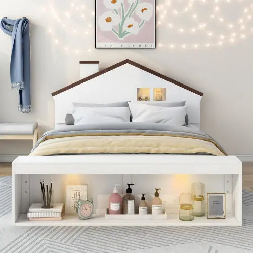 Bellemave® Full Size House Platform Bed with LED Lights and Storage Bellemave®