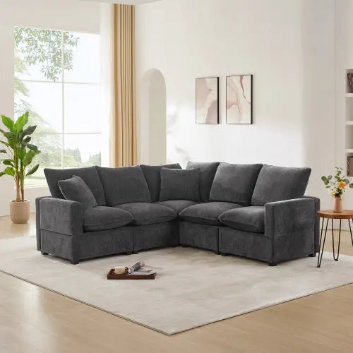 Bellemave® 84" L-Shape Modern Chenille Modular Sofa, with 2 Pillows Included Bellemave