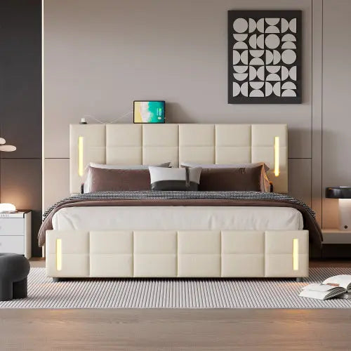 Bellemave® Upholstered Bed with Hydraulic Storage System and LED Light Bellemave®