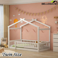 Bellemave® Montessori House Bed with Fence