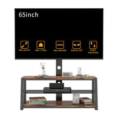 Bellemave® Black Tempered Glass Height Adjustable Universal Swivel Entertainment Center with Mount TV Stand