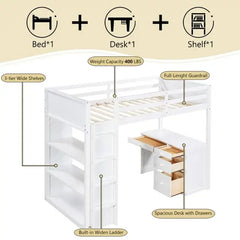 Bellemave® Loft Bed with Ladder,Shelves and Desk Bellemave®