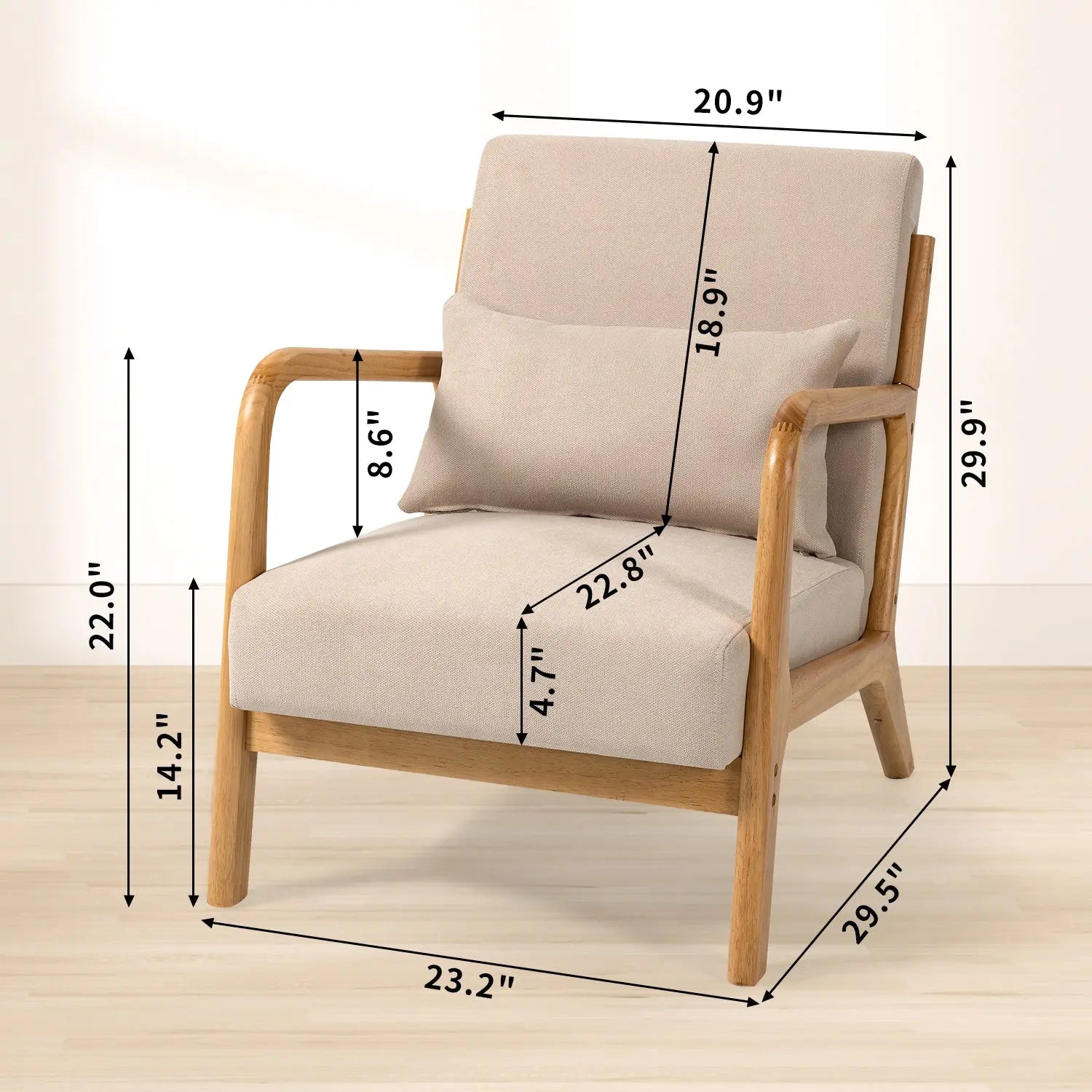 Bellemave® Leisure Chair with Solid Wood Armrest and Feet Bellemave®