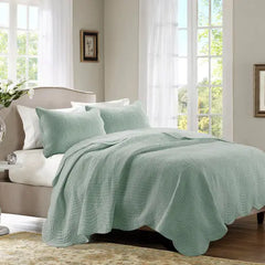 Bellemave 3 Piece Reversible Scalloped Edge Quilt Set Bellemave