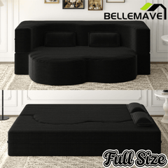 Bellemave® Folding Foam Sofa Bed,15" Full Size Floor Couch,Convertible Sleeper Futon Loveseat Couch for Living Room, Guest Use, Office, Apartmen Bellemave®