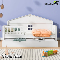 Bellemave® Wooden Daybed with Trundle and Sensor Light