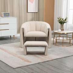 Bellemave® Upholstered Club Tub Round Arms Chair with Ottoman