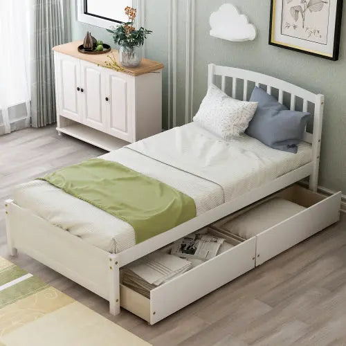 Bellemave Twin Size Platform Storage Bed with Two Drawers and Headboard Bellemave