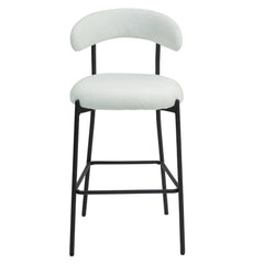 Bellemave® Teddy Fabric Bar Stool with Back Powder Coating Base(Set OF 2)