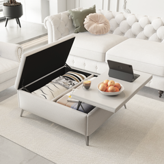 Bellemave® Wide Square Upholstered Storage Benches Coffee Table with Lift Top