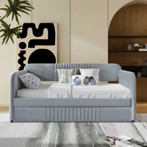 Bellemave® Twin Size Upholstered Daybed with Trundle Bed