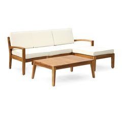 Bellemave® L-Shaped Acacia Wood Outdoor Sectional Sofa