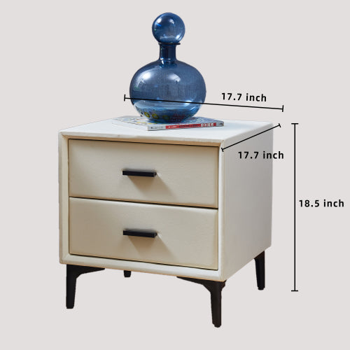 Bellemave Modern Nightstand with 2 Drawers,PU Leather and Hardware Legs