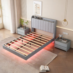 Bellemave® Floating Platform Bed with Remote control LED Lights with APP