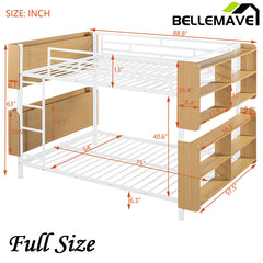 Bellemave® Metal Bunk Bed with Ladder and Full-Length Guardrail, Storage Space(Convertible)