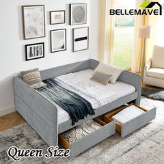 Bellemave® Queen Size Upholstered Tufted Daybed with Two Drawers