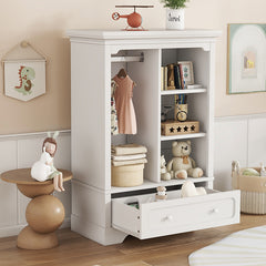 Bellemave® Open Children's Wardrobe with a Hanging Rod and Open Shelves, One Large Drawer