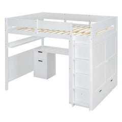 Bellemave® Full Size Wooden Loft Bed with Wardrobe, Desk, Drawers, Shelves Bellemave®