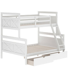 Bellemave® Twin over Full Bunk Bed with Ladder, Safety Guardrail and 2 Storage Drawers