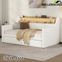 Bellemave® Twin Size Daybed with Storage Drawers,Charging Station and LED Lights